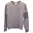 Thom Browne 4-Bar-Sweatshirt mit Rundhalsausschnitt aus grauer Baumwolle