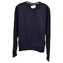 Thom Browne 4-Bar Crewneck Sweatshirt in Navy Blue Cotton