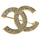 CHANEL COCO Mark Stone Brooch Metal Gold Tone CC Auth ar10557b - Chanel