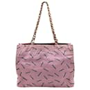 Chanel vintage pink canvas shoulder bag with chain