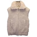 Moncler Achard Waistcoat in Cream Polyester Faux Fur 