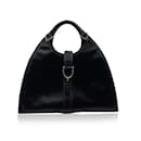 Vintage Black Leather Stirrup Hobo Bag Handbag - Gucci