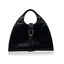 Bolso Hobo Vintage De Cuero Negro Con Estribo - Gucci