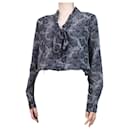 Grey snakeskin print pussy-bow silk top - size M - Autre Marque