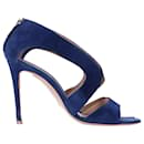 Gianvito Rossi Cut-Out Heeled Sandals in Navy Blue Suede