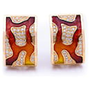 Yellow gold earrings with diamonds and enamel. - Autre Marque