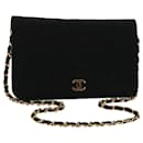 CHANEL Matelasse Chain Shoulder Bag algodão Preto CC Auth bs9553 - Chanel