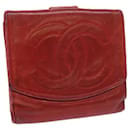 CHANEL Wallet Lamb Skin Red CC Auth yt987 - Chanel