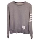 Thom Browne 4-Bar Crewneck Sweatshirt in Grey Cotton