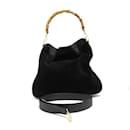 Gucci Suede Bamboo Hobo Bag Suede Shoulder Bag 001 2058 in Good condition