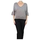 Suéter cinza ombre com decote em V profundo e mangas sino - tamanho XL - Brunello Cucinelli