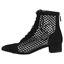 Black open-crochet lace-up low-heel boots - size EU 36.5 - Christian Dior