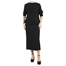 Black silk short-sleeved midi dress - size UK 10 - Valentino