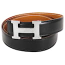 Hermes Black Constance Reversible Belt - Hermès