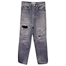 Balenciaga Jeans Boyfriend Distressed em jeans de algodão azul