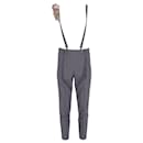 Brunello Cucinelli Suspender Trousers in Grey Wool