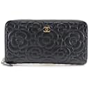 CC Camellia Embossed Zip Around Wallet A82281 - Chanel