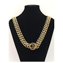 Chanel Coco Cinturón con collar de cadena de eslabones ovalados forrado en oro