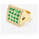 Gold Ring with Diamonds and Emeralds. - Autre Marque