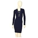 Michael Kors Navy Blue Viscose Knit Long Sleeves Mini Dress size S