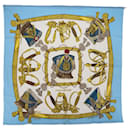 HERMES CARRE 90 GRAND UNIFORME Sciarpa Seta Azzurro Auth cl819 - Hermès