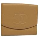 CHANEL Portefeuille Caviar Skin Beige CC Auth bs9536 - Chanel
