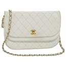 CHANEL Matelasse Chain Shoulder Bag Lamb Skin White CC Auth bs9328 - Chanel