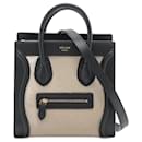 Luggage Nano Leather Tote Bag Black & Beige - Céline