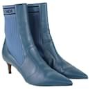 Blue Rockoko Pointed Toe Ankle Boots - Fendi