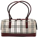 Burberry shoulder bag in burgundy check canvas and leather