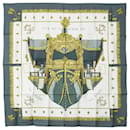 Hermes Blanc Vue du Carrosse de la Galere la Reale Soie Foulard - Hermès