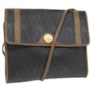 Christian Dior Honeycomb Canvas Shoulder Bag PVC Leather Black Auth ti1257