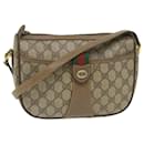 GUCCI GG Canvas Web Sherry Line Shoulder Bag PVC Leather Beige Green Auth 58277 - Gucci