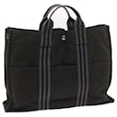 HERMES cabas MM Tote Bag Toile Noir Gris Auth ti1261 - Hermès
