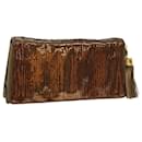CHANEL Sequin Clutch Bag Leather Bronze CC Auth bs9383 - Chanel