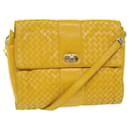 BOTTEGA VENETA INTRECCIATO Shoulder Bag Leather Yellow Auth bs9234 - Autre Marque