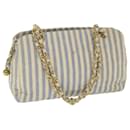 CHANEL Quilted Chain Big Matelasse Shoulder Bag Canvas Light Blue CC Auth 58349a - Chanel