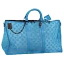 LOUIS VUITTON Monogram Mesh Keepall Triangle 50 Bag Blue M45048 LV Auth 56647a - Louis Vuitton