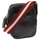 BALLY Shoulder Bag Leather Brown Red white Auth ac2400 - Bally
