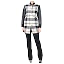 Cream and black checkered wool-blend coat - size UK 8 - Sandro