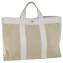 HERMES Fourre Tout MM Handtasche Canvas Leder Beige Auth am5201 - Hermès