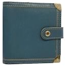 LOUIS VUITTON Suhari Compact Zip Wallet Leather Blue M91829 LV Auth bs9476 - Louis Vuitton