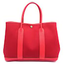 HERMES GARDEN PARTY HANDBAG 36 CANVAS AND RED LEATHER CANVAS & LEATHER BAG - Hermès