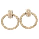 BOUCLES D'OREILLES CHANEL CREOLES PERLES & STRASS METAL DORE LOOPS EARRINGS - Chanel