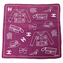 FOULARD CHANEL ICONIC CARRE SAC TIMELESS TAILLEUR SOIE VIOLETTE SILK SCARF - Chanel