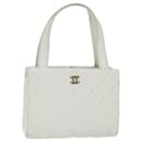 CHANEL Wild Stitch Tote Bag Leather White CC Auth bs9577 - Chanel
