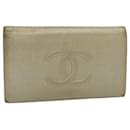 CHANEL Portefeuille Caviar Skin Argent CC Auth bs9534 - Chanel