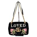 Gucci Marmot velvet bag with "Loved" patch