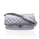 Airline 2016 Silver Quilted Leather Easy Flap Shoulder Bag - Chanel
