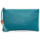 Gucci Blue Bamboo Leather Pouch